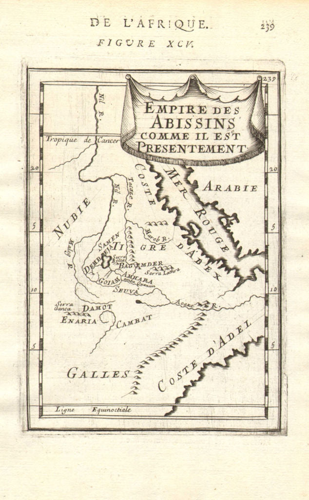 ABYSSINIAN EMPIRE. In late 17C. 'Empire des Abyssins. Ethiopia. MALLET 1683 map